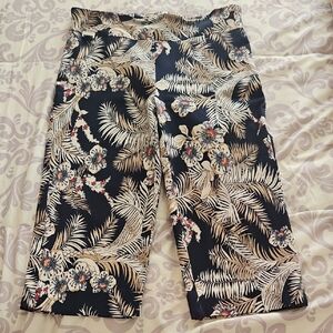 KATE PARK capris Stretchy PM Tropical Feel Spring Ready Black Beige Red